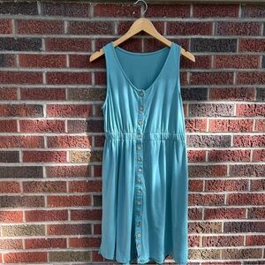 Sage Green Button Down V Neck Sleeveless Mini Dress